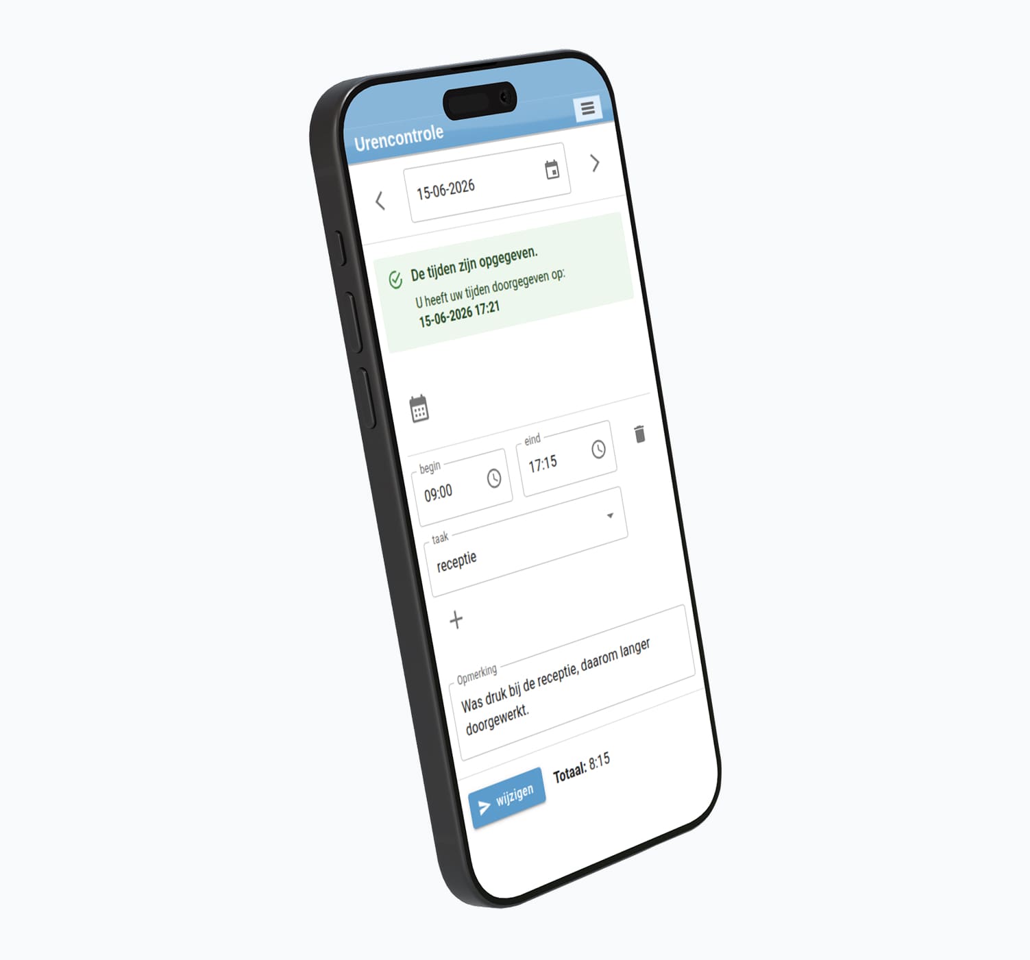Uren doorgeven via de app - Oplossingen - Urenregistratie
